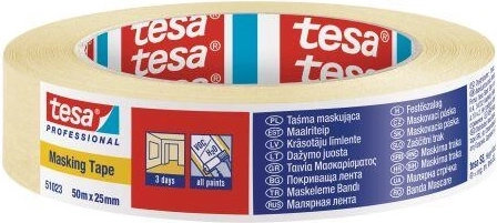 Krepowa taśma maskująca 25 mm × 50 m żółta Tesa