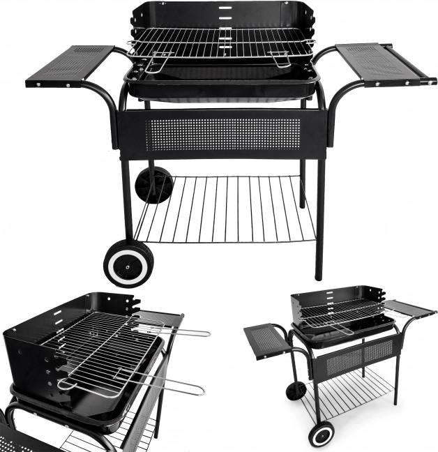 Grill ogrodowy z metalowymi półkami i regulowanym rusztem od MultiGarden
