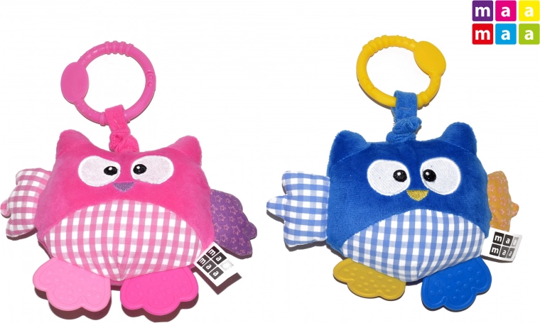 Wibrująca pluszowa sowa nad łóżeczko, grzechotka 21 cm