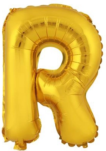 Balon foliowy litera R 30 cm złoty