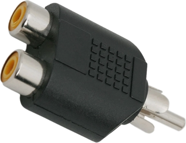 Przejściówka RCA Y, 2× gniazdo RCA na wtyk RCA