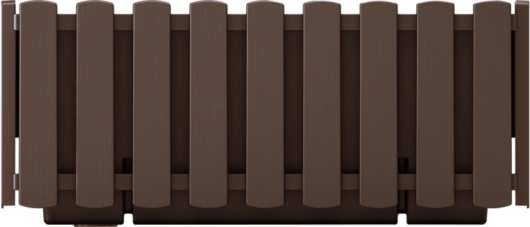 Plastowa skrzynka z ogrodzeniowym wzorem 38 cm – brązowa