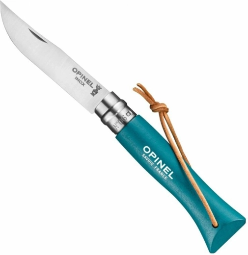 Opinel N°06 Trekking nóż składany, turkusowy, drewno bukowe, 7 cm