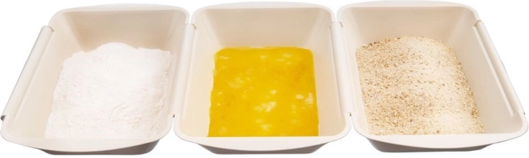 Odpowiedni rozmiar na mąkę, jajka i bułkę tartą