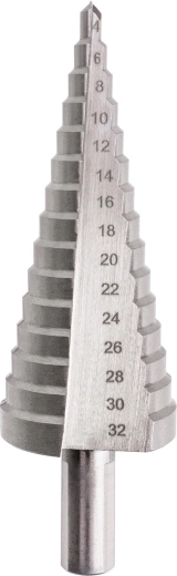 Wiertło stopniowe HSS 4–32 mm, 15 stopni