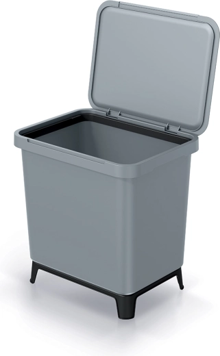 Plastowy kosz na śmieci 29 l jasnoszary na nóżkach