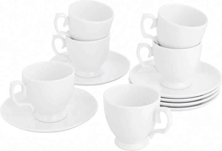 MariaPaula Klasyka klasyczny biały porcelanowy zestaw do espresso 12 szt. (6 filiżanek i 6 spodków)