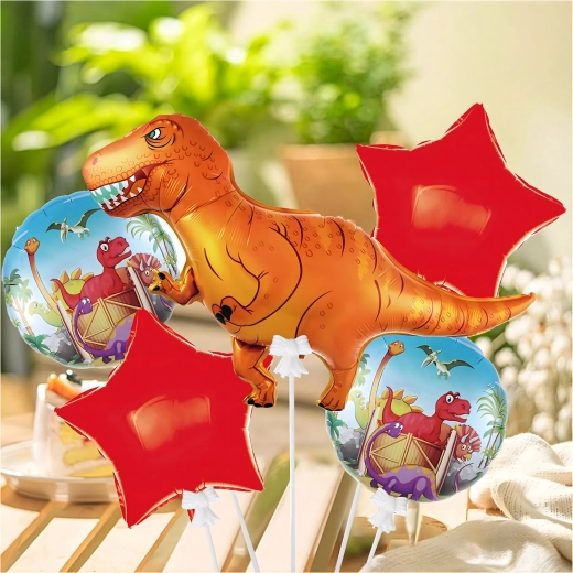 Zestaw urodzinowych balonów z dinozaurem, 5 szt.