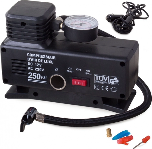 Kompresorowa pompka do auta 230 V / 12 V 250 PSI z manometrem