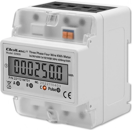 Trójfazowy cyfrowy licznik energii na szynę DIN z wyświetlaczem LCD