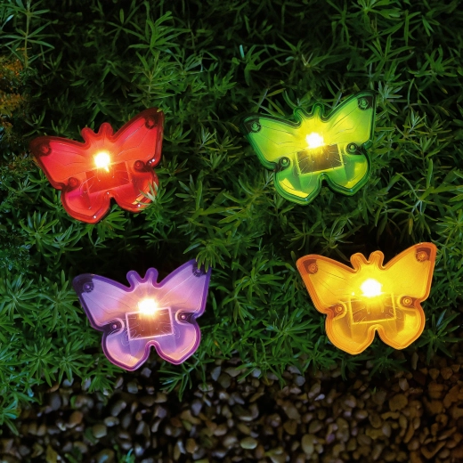 Solarny lampion LED do wbijania w ziemię z motylami - 1 sztuka