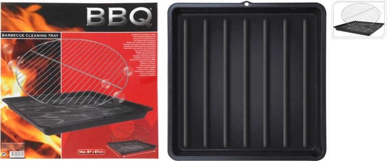Taca do mycia rusztów i akcesoriów BBQ, 67 × 67 × 6 cm, plastik, czarna