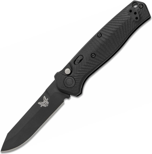 Benchmade Mediator automatyczny taktyczny nóż składany, całkowicie czarny, 8,4 cm, G10