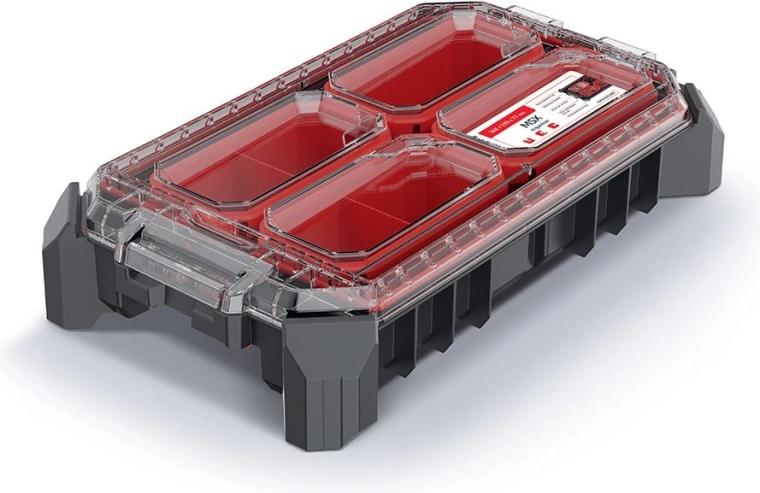 Modułowy organizer MSX 36,8 × 22,8 × 7,7 cm z przezroczystą pokrywą