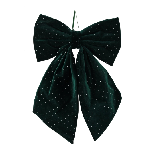 Świąteczna zielona kokarda z dekoracyjnymi „cyrkoniami” 40 × 65 cm