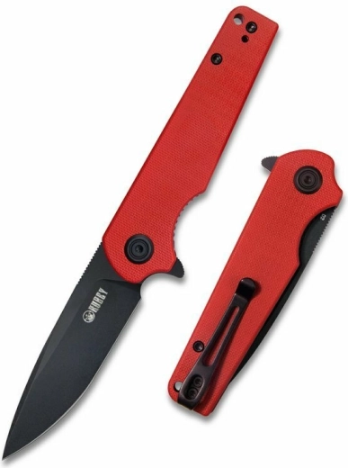 Kubey Wolverine KU233E nóż składany 7,4 cm, dark stonewash, czerwone G10