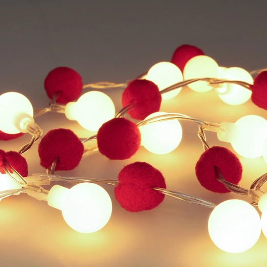 Solight LED łańcuch świąteczny z czerwonymi kulkami, 20 LED, 1,5 m, na baterie