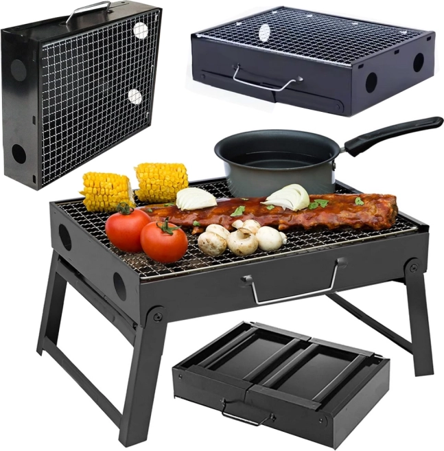 Przenośny składany grill na węgiel drzewny na kemping i BBQ
