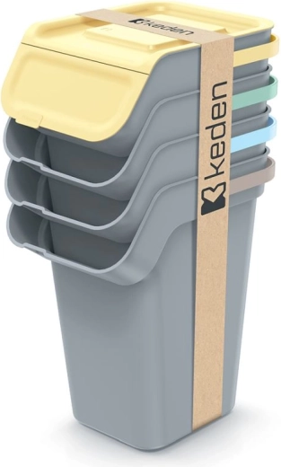 Zestaw sztaplowanych koszy do segregacji odpadów 4×25 l z filtrem przeciwzapachowym