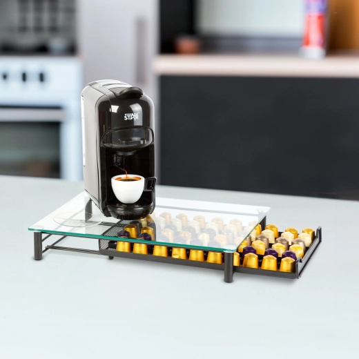 Metalowy stojak na kapsułki do kawy Nespresso na 60 kapsułek, czarny