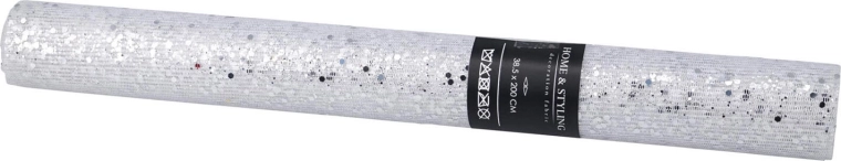 Dekoracyjna siatka z cekinami srebrna 38,5 × 200 cm