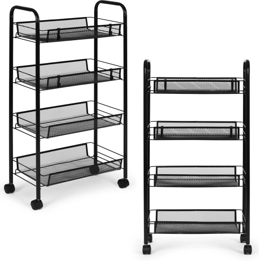 Mobilny metalowy regał z 4 półkami i kółkami ModernHome