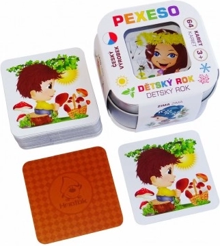 Pexeso Dziecięcy rok – wodoodporne, 64 karty w metalowym pudełku