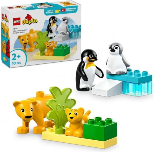 LEGO DUPLO rodziny dzikich zwierząt: pingwiny i lwy