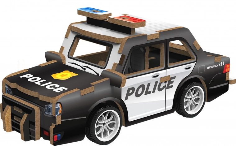 3D drewniane puzzle policyjnego auta