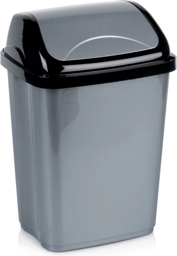 Plastikowy kosz na śmieci 10 l, szary z uchylną pokrywą