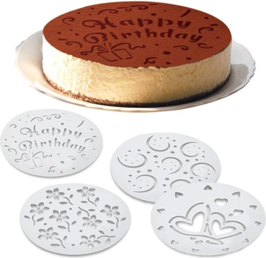 Szablony do dekorowania tortów – zestaw 4 wzorów, 20 cm