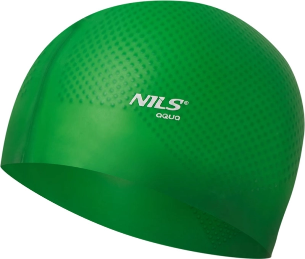 Silikonowy czepek pływacki NILS Aqua NQC Dots zielony