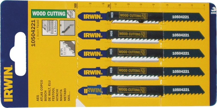 Zestaw brzeszczotów do wyrzynarki IRWIN HCS T111C do drewna i plastiku, 100 mm (5 szt.)