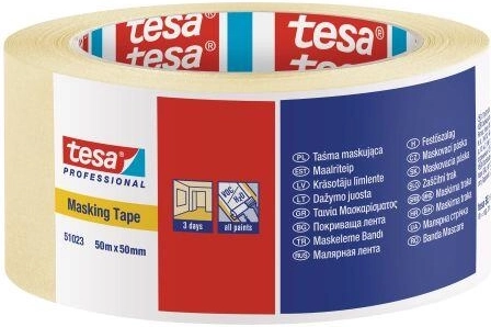 Kreppowa taśma maskująca 50 mm × 50 m żółta Tesa