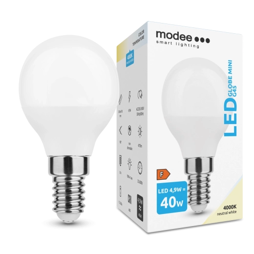 Modee LED Globe Mini G45 4,9 W E14 neutralna biel
