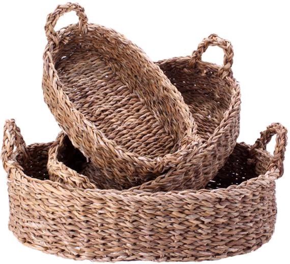 Koszyki z uchwytami z trawy morskiej TORO, zestaw 3 szt.