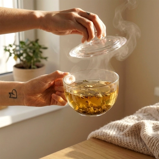 Utrzymanie temperatury i aromatu dzięki szklanej pokrywce