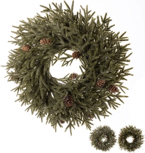Plastowy wieniec bożonarodzeniowy z UH, zielony, 40 cm (3 warianty)