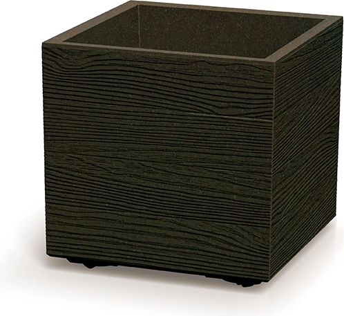 Plastowa donica Madera Square Eco Wood 38,5 × 38,5 × 37 cm, kawowa