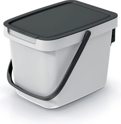 Kosz na śmieci Systema Q Collect 6 l popielaty z czarną pokrywą