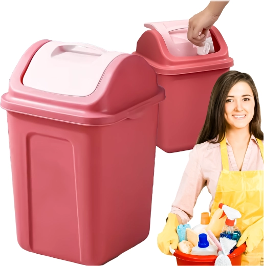 Wąski plastikowy kosz na śmieci z uchylną pokrywą 10 l