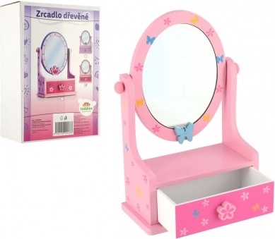 Drewniana szkatułka na biżuterię z lustrem dla małych księżniczek