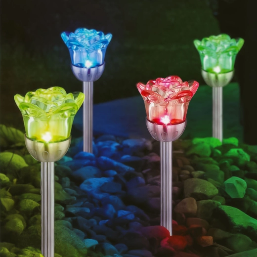 Solarną lampa ogrodowa w kształcie róży z RGB LED