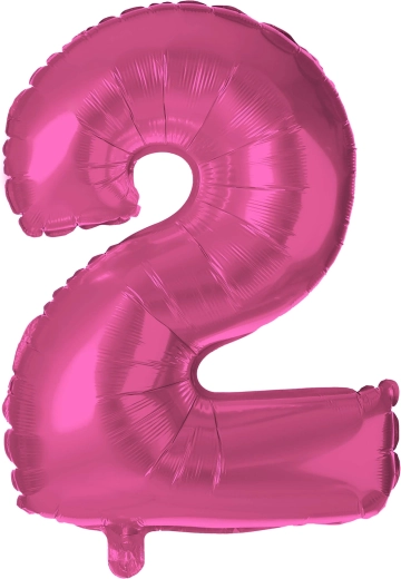 Foliowy balon TORO cyfra 2, 30 cm – Różowy