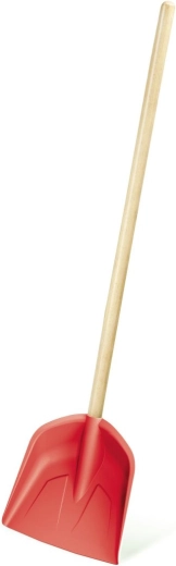 Dziecięca łopatka z drewnianym trzonkiem, koralowa, 74 cm