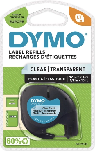 Taśma DYMO LetraTag 12 mm x 4 m, przezroczysty plastik