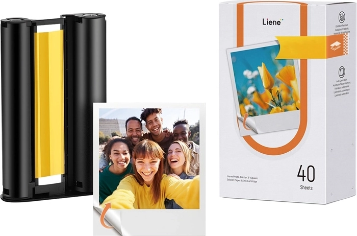 Samoprzylepny papier fotograficzny Liene Amber 3×3" (40 arkuszy + kaseta)