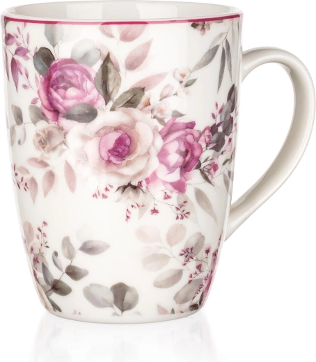 Ceramiczny kubek ROSE 350 ml z kwiatowym motywem