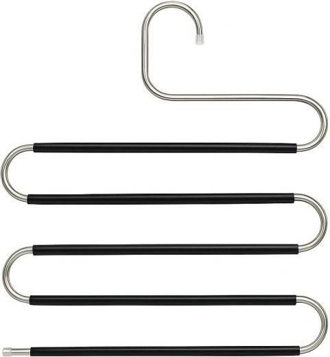 Antypoślizgowy wieszak na spodnie w kształcie S, 5 poziomów