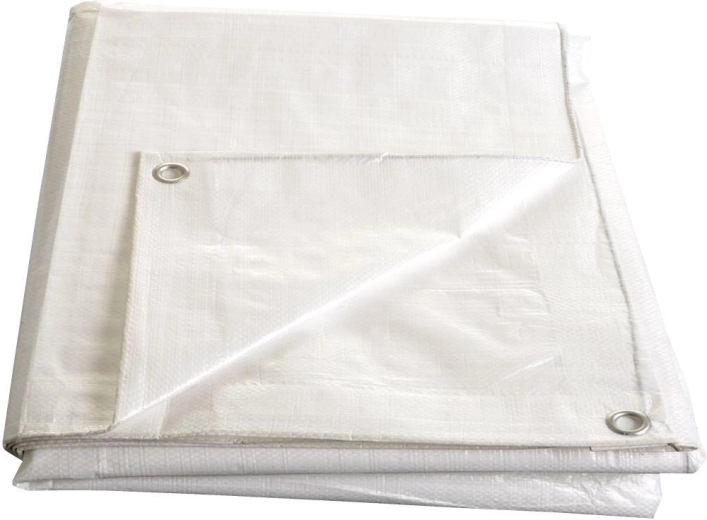 Biała plandeka kaszerowana z oczkami 4 × 5 m, 140 g/m²
